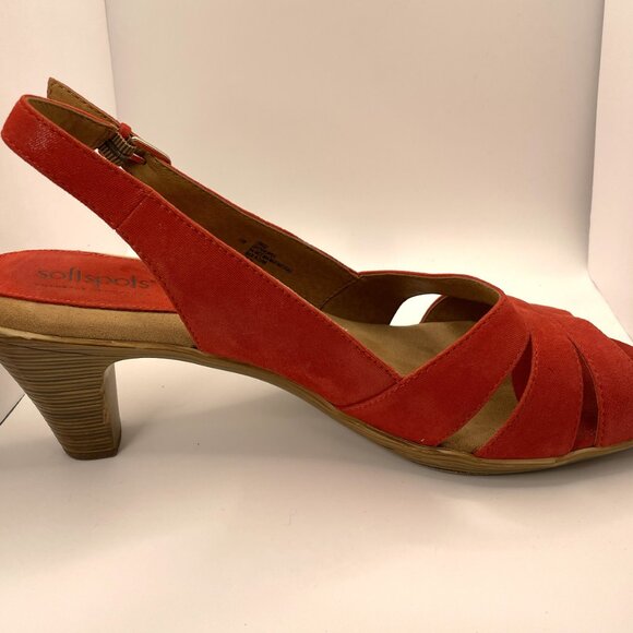 Softspots Red Slingback Heeled Sandals - Picture 3 of 7